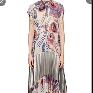Dries Van Noten Pleated Peacock Dress